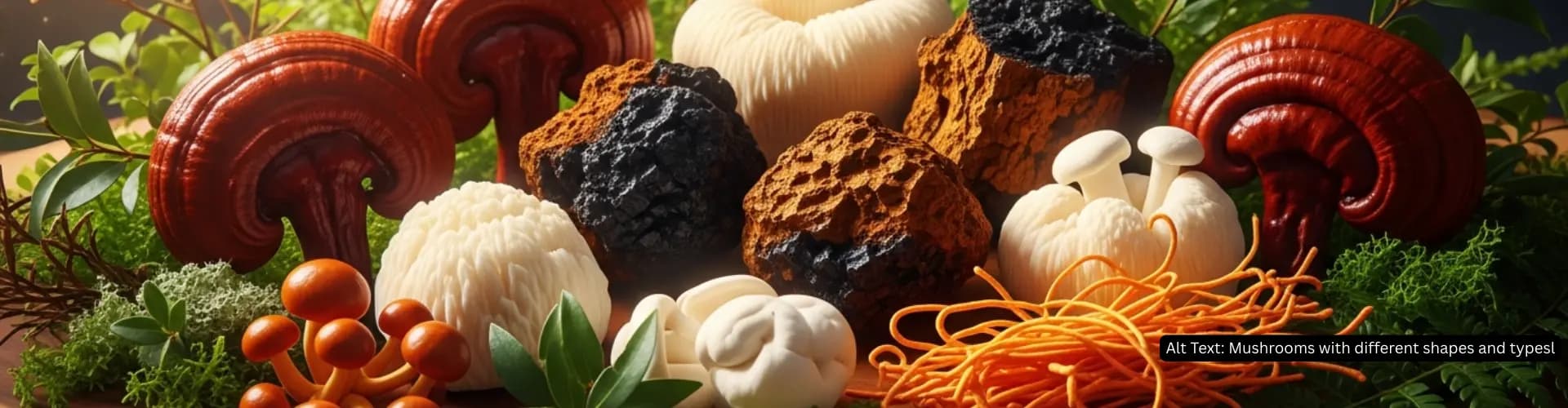  Mushrooms with different shapes and types